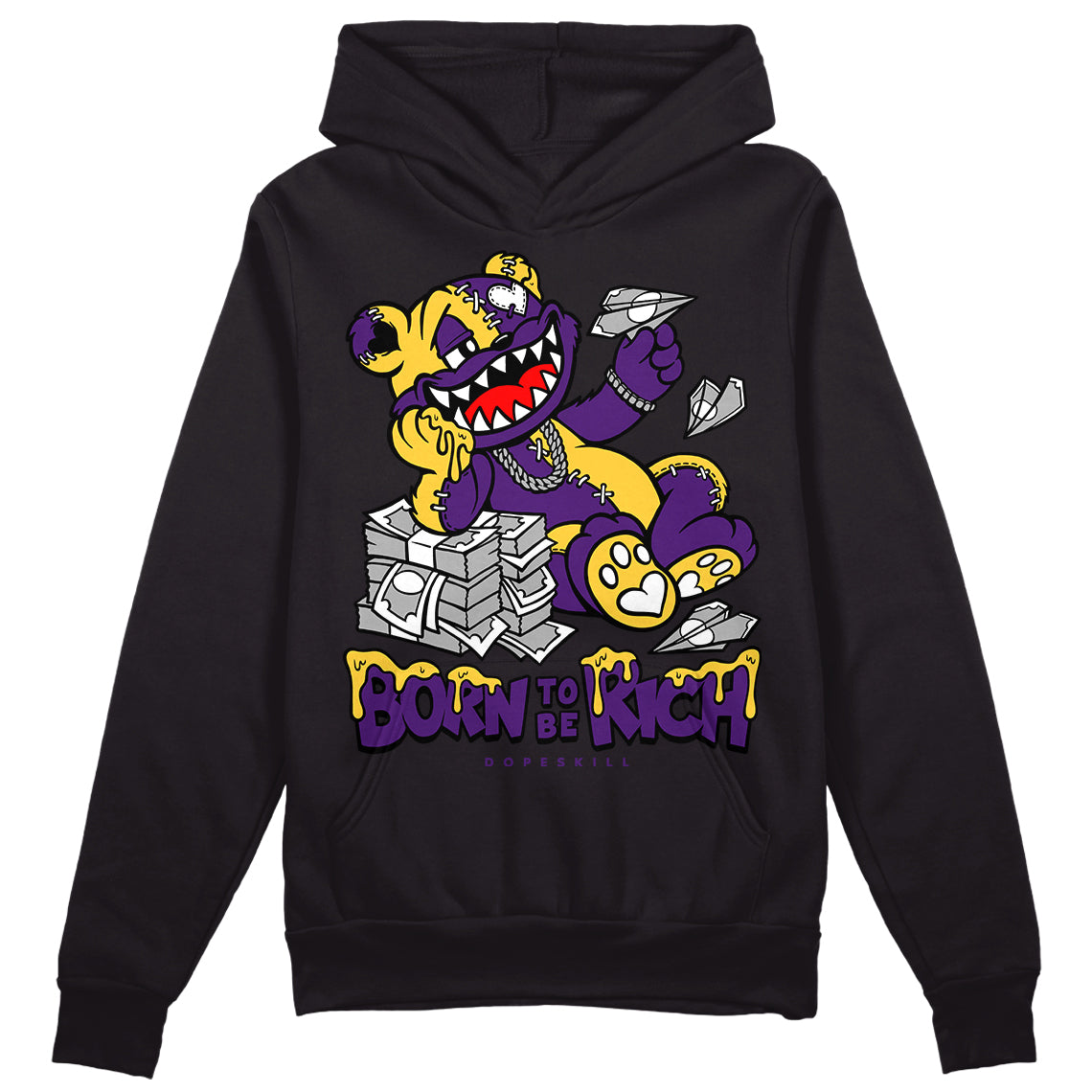 Jordan 12 "Field Purple" DopeSkill Hoodie Sweatshirt Born To Be Rich Graphic Streetwear - Black