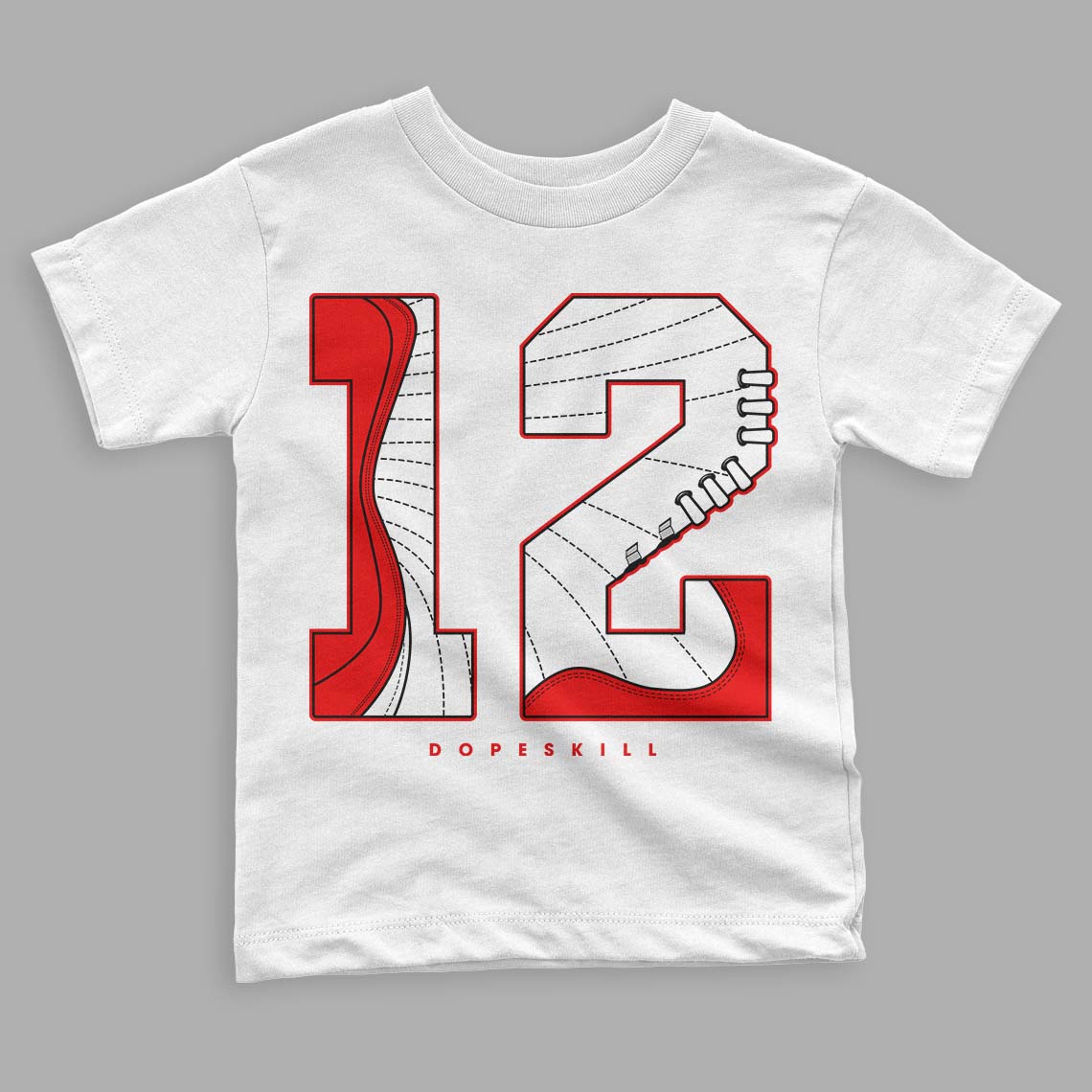 Jordan 12 “Cherry” DopeSkill Toddler Kids T-shirt No.12 Graphic Streetwear - White 