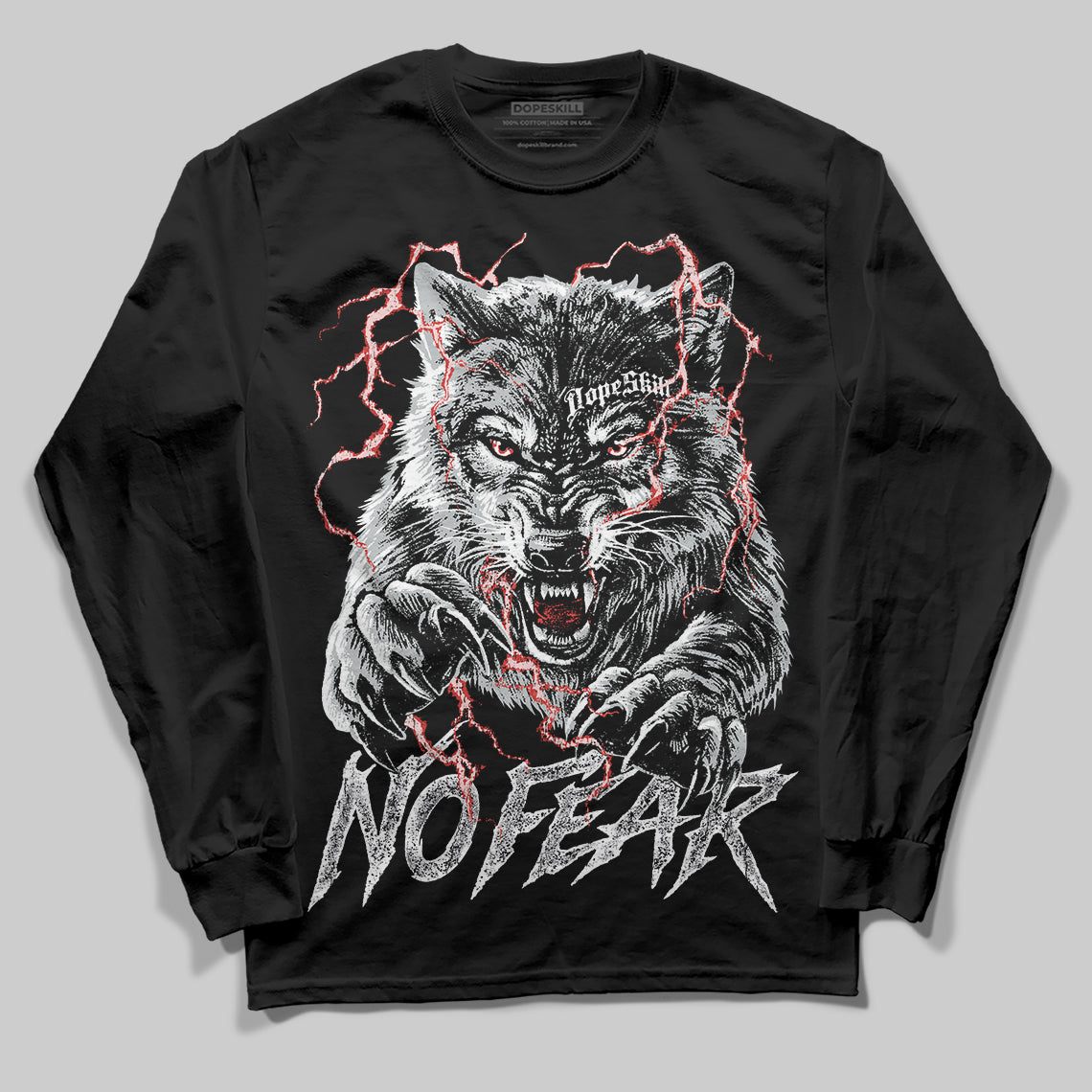 Jordan 12 Black Wolf Grey DopeSkill Long Sleeve T-Shirt No Fear Graphic Streetwear - Black