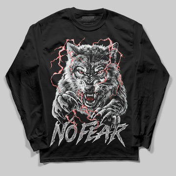 Jordan 12 Black Wolf Grey DopeSkill Long Sleeve T-Shirt No Fear Graphic Streetwear - Black