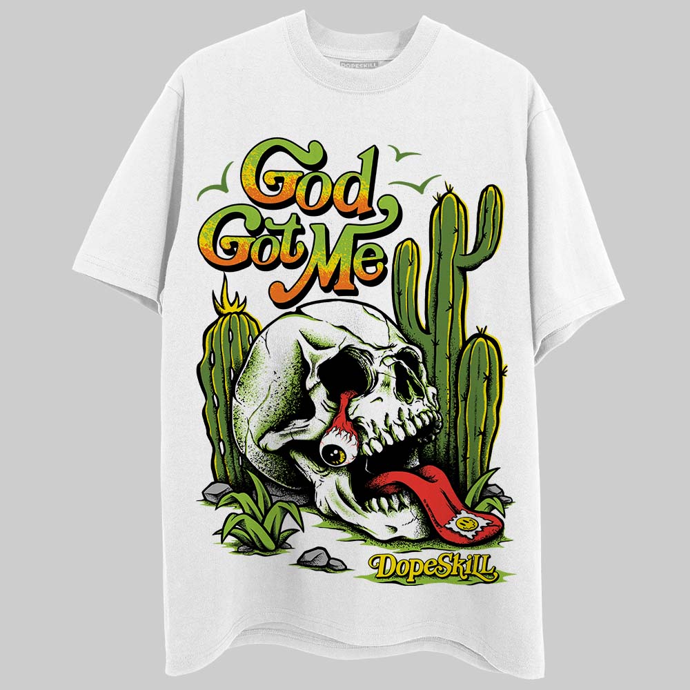 SB Dunk Low Chlorophyll DopeSkill T-Shirt God Got Me Graphic Streetwear - White