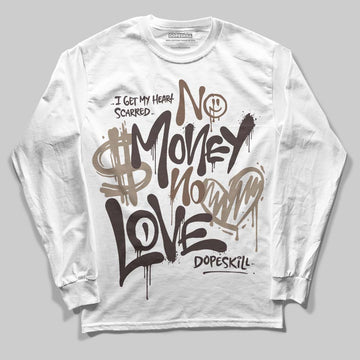 SoleFly x Air Jordan 12 Retro SP 'Cafecito/Baroque Brown' DopeSkill Long Sleeve T-Shirt No Money No Love Typo Graphic Streetwear - White