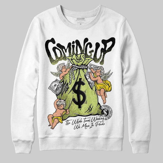 Jordan 5 “Luminous Green” DopeSkill Sweatshirt Money Bag Coming Up Graphic Streetwear - White