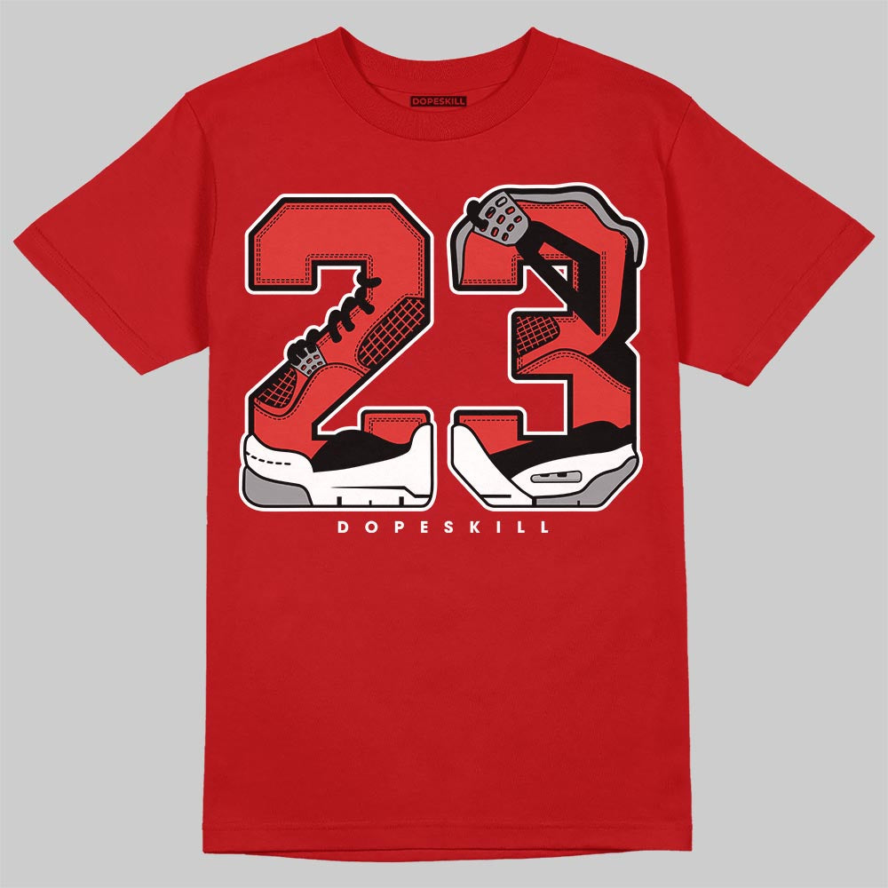 Jordan 4 Retro Toro Bravo DopeSkill T-Shirt 23 with 4s Pattern Graphic Streetwear - red