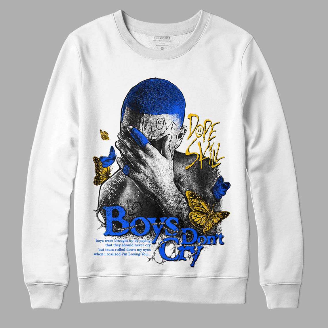 Royal Blue Sneakers DopeSkill Sweatshirt Boys Don't Cry Graphic Streetwear - White