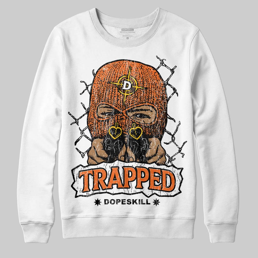 Orange, Black and White Sneakers DopeSkill Sweatshirt New Trapped Graphic Streetwear - White