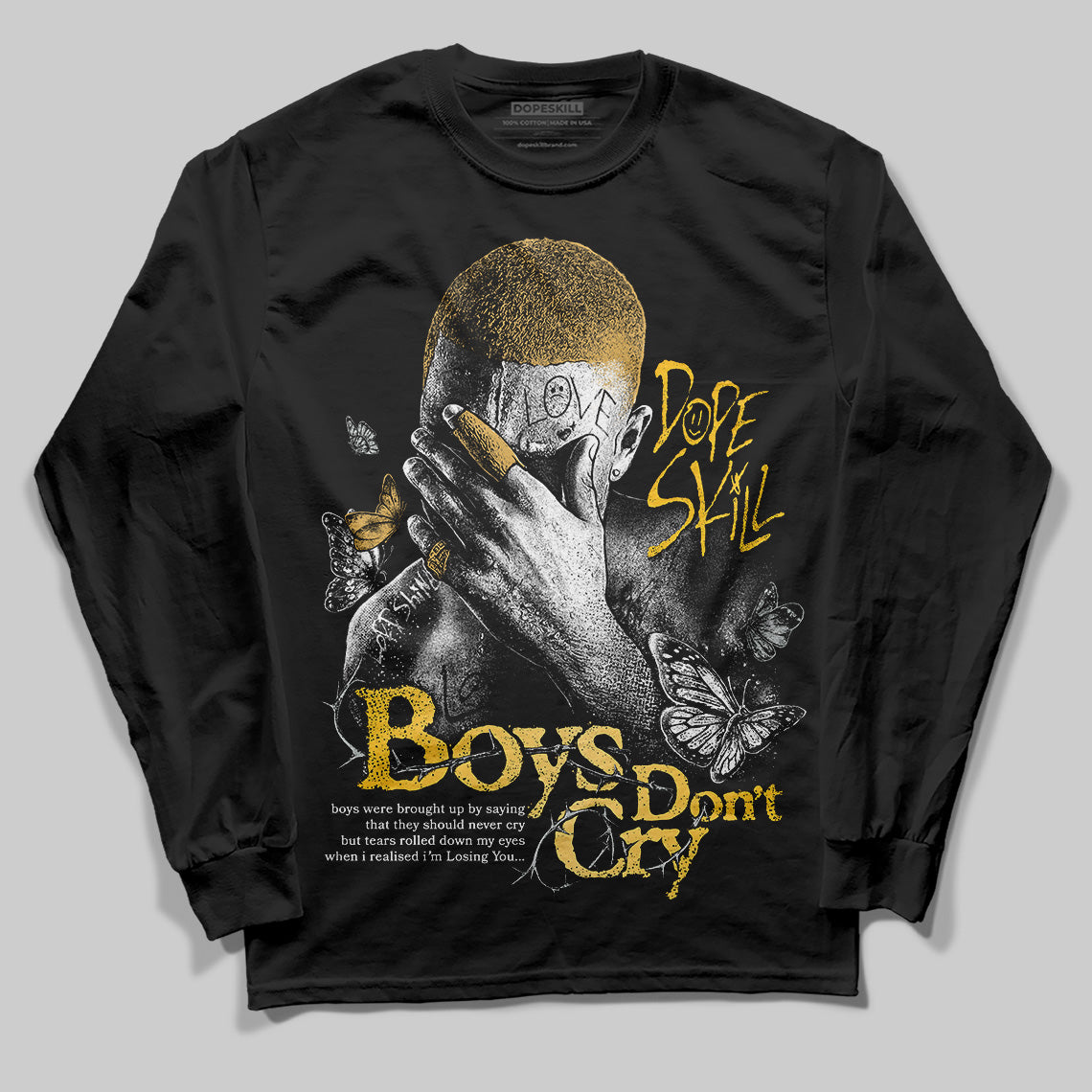 Jordan 12 "Phantom" DopeSkill Long Sleeve T-Shirt Boys Don't Cry Graphic Streetwear - Black