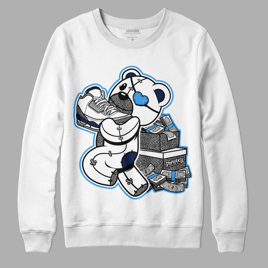 Jordan 3 "Midnight Navy" DopeSkill Sweatshirt Bear Steals Sneaker Graphic Streetwear - White 