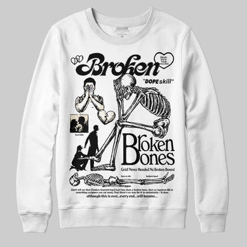 Jordan 5 Retro Reverse Metallic DopeSkill Sweatshirt Broken Bones Graphic Streetwear - White