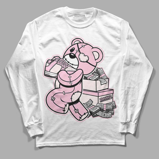 Dunk Low LX Pink Foam DopeSkill Long Sleeve T-Shirt Bear Steals Sneaker Graphic Streetwear - White 