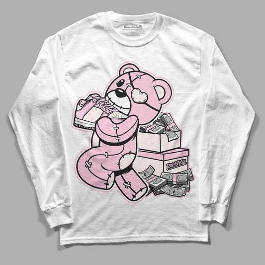 Dunk Low LX Pink Foam DopeSkill Long Sleeve T-Shirt Bear Steals Sneaker Graphic Streetwear - White 