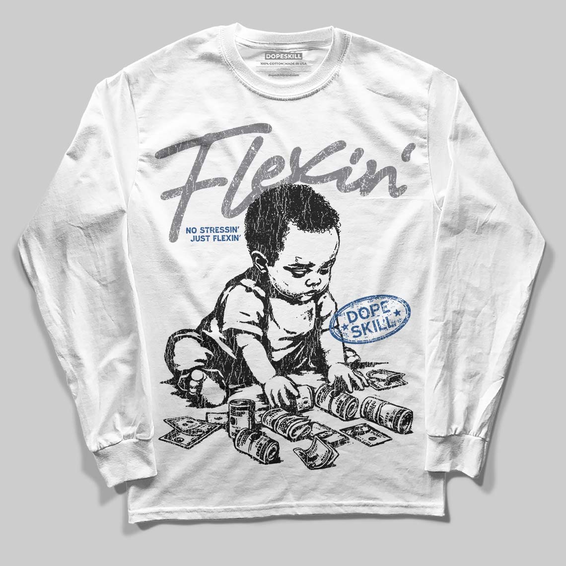 Jordan 9 Retro 'Flint Grey' 2026 DopeSkill Long Sleeve T-Shirt Flexin' Graphic Streetwear - White 