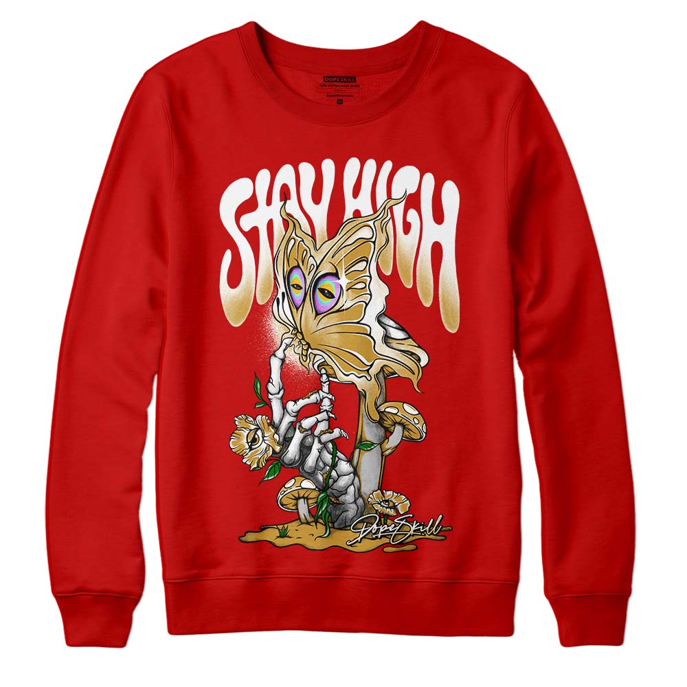 Red Sneakers DopeSkill Red Sweatshirt Stay High Graphic Streetwear