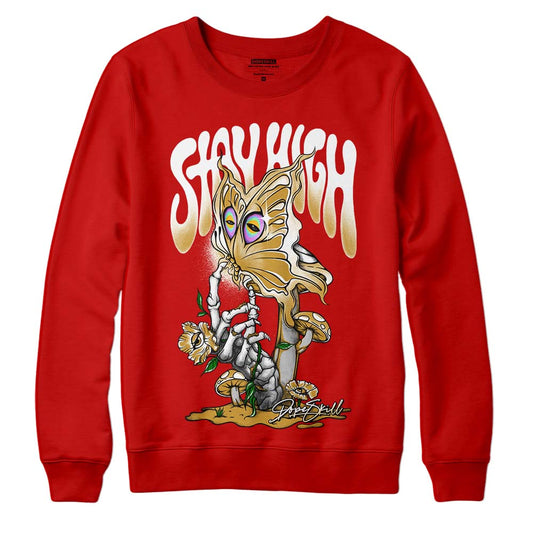 Red Sneakers DopeSkill Red Sweatshirt Stay High Graphic Streetwear