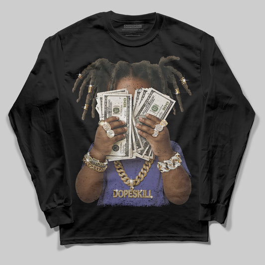 Jordan 4 Retro Lakers DopeSkill Long Sleeve T-Shirt Rich Youth Graphic Streetwear - Black