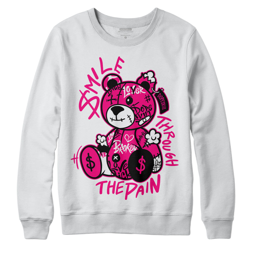 Jordan 1 Low GS “Fierce Pink” Dopeskill Sweatshirt Smile Through The Pain Graphic Streetwear - White 