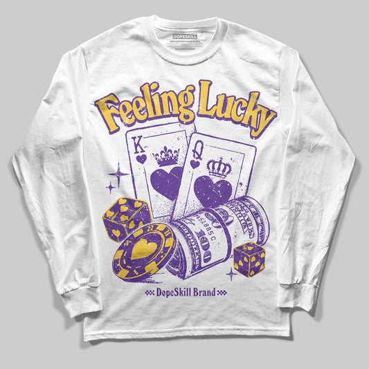 PURPLE Sneakers DopeSkill Long Sleeve T-Shirt Feeling Lucky Graphic Streetwear - White