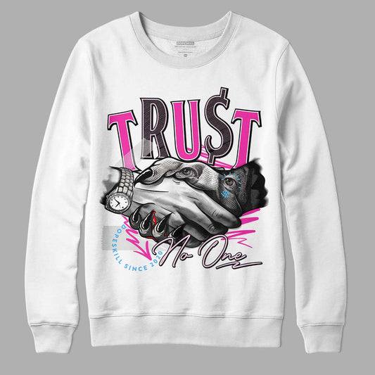 Pink Sneakers DopeSkill Sweatshirt Trust No One Graphic Streetwear - White