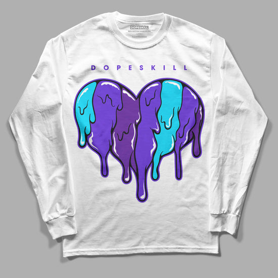 Jordan 6 "Aqua" DopeSkill Long Sleeve T-Shirt Slime Drip Heart Graphic Streetwear - White 