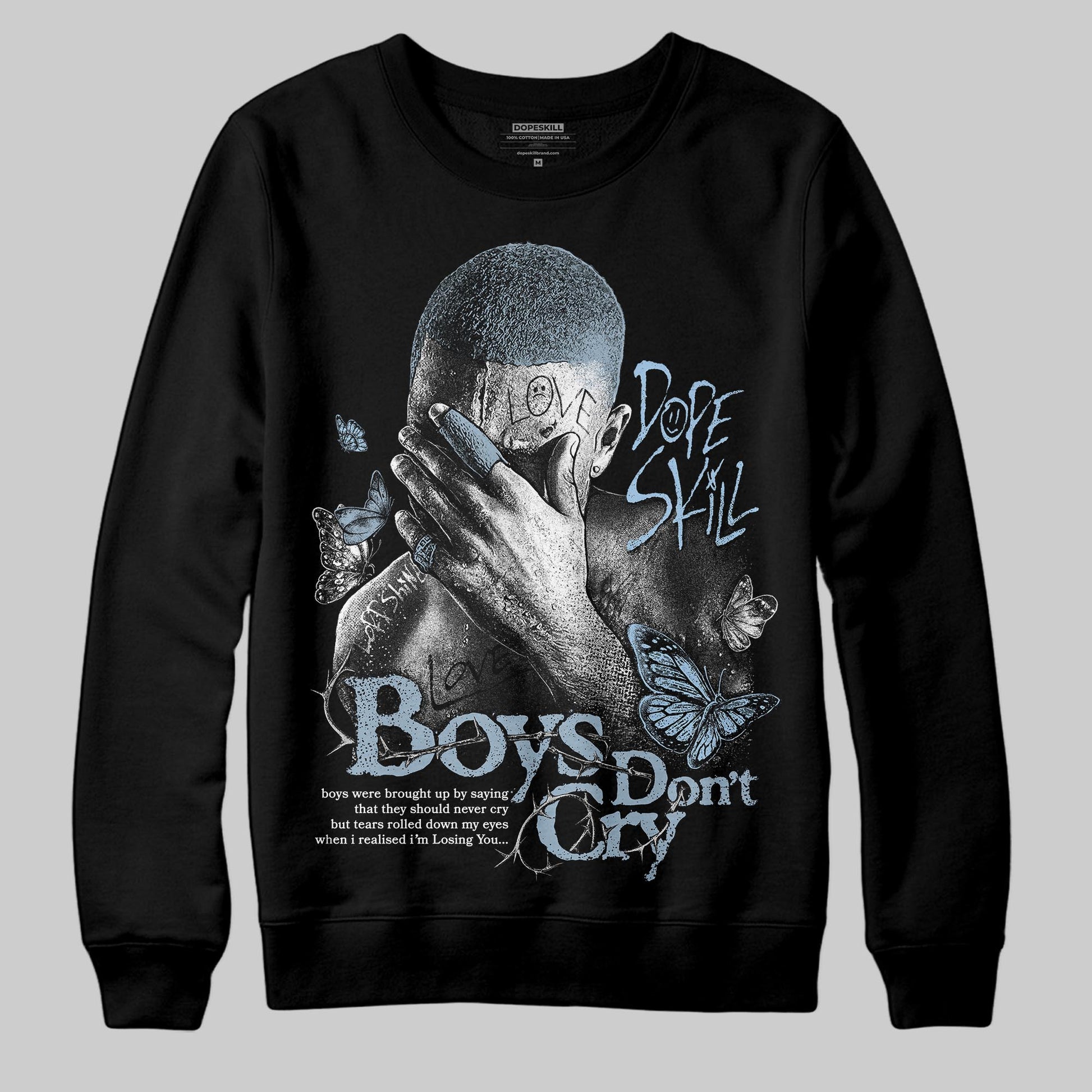 Jordan 40 “Blue Suede” DopeSkill Sweatshirt Boys Don't Cry Graphic Streetwear - Black