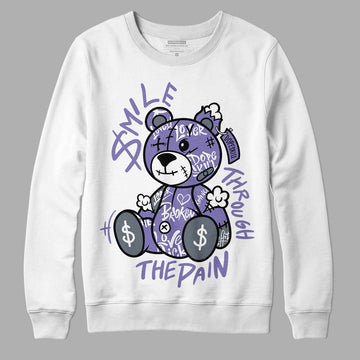 Jordan 5 Retro Low Indigo Haze DopeSkill Sweatshirt Smile Through The Pain Graphic Streetwear - White 