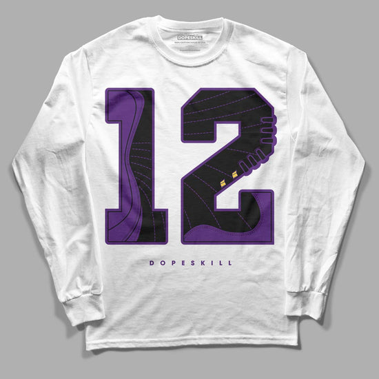 Jordan 12 “Field Purple” DopeSkill Long Sleeve T-Shirt No.12 Graphic Streetwear - White