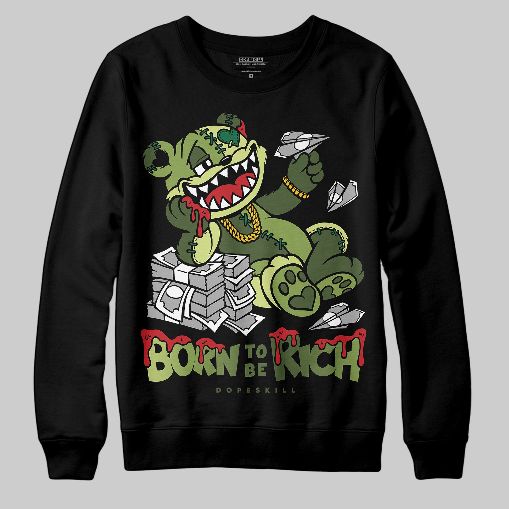 Foamposite Pro 'Pine Green' DopeSkill Sweatshirt Born To Be Rich Graphic Streetwear - black