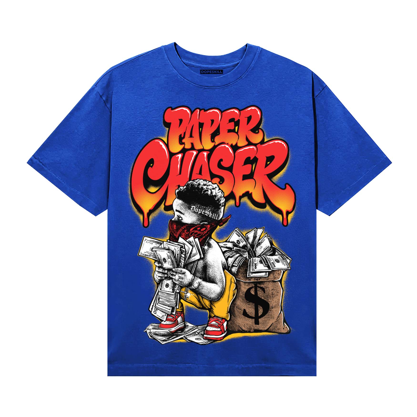 Royal Blue Sneakers DopeSkill T-Shirt Paper Chaser Boy Graphic Streetwear - Royal