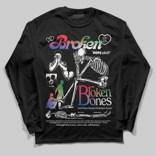 Jordan 11 Retro 285 Atlanta DopeSkill Long Sleeve T-Shirt Broken Bones Graphic Streetwear - Black