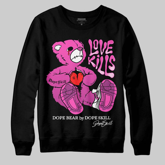 Jordan 4 GS “Hyper Violet” DopeSkill Sweatshirt Love Kills Graphic Streetwear - Black