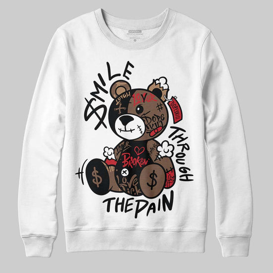 Jordan 9 'Olive' DopeSkill Sweatshirt Smile Through The Pain Graphic Streetwear - White