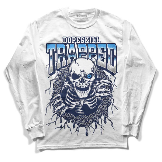 Jordan Spiz’ike Low “White/Obsidian” DopeSkill Long Sleeve T-Shirt Trapped Halloween Graphic Streetwear - WHite