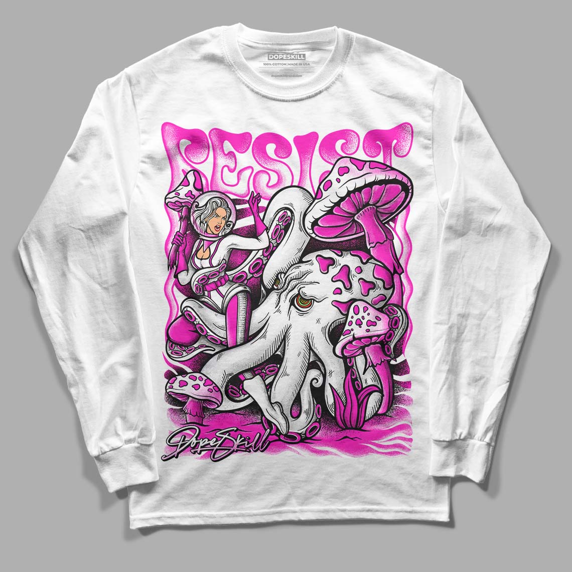 Dunk Low GS “Active Fuchsia” DopeSkill Long Sleeve T-Shirt Resist Graphic Streetwear - White