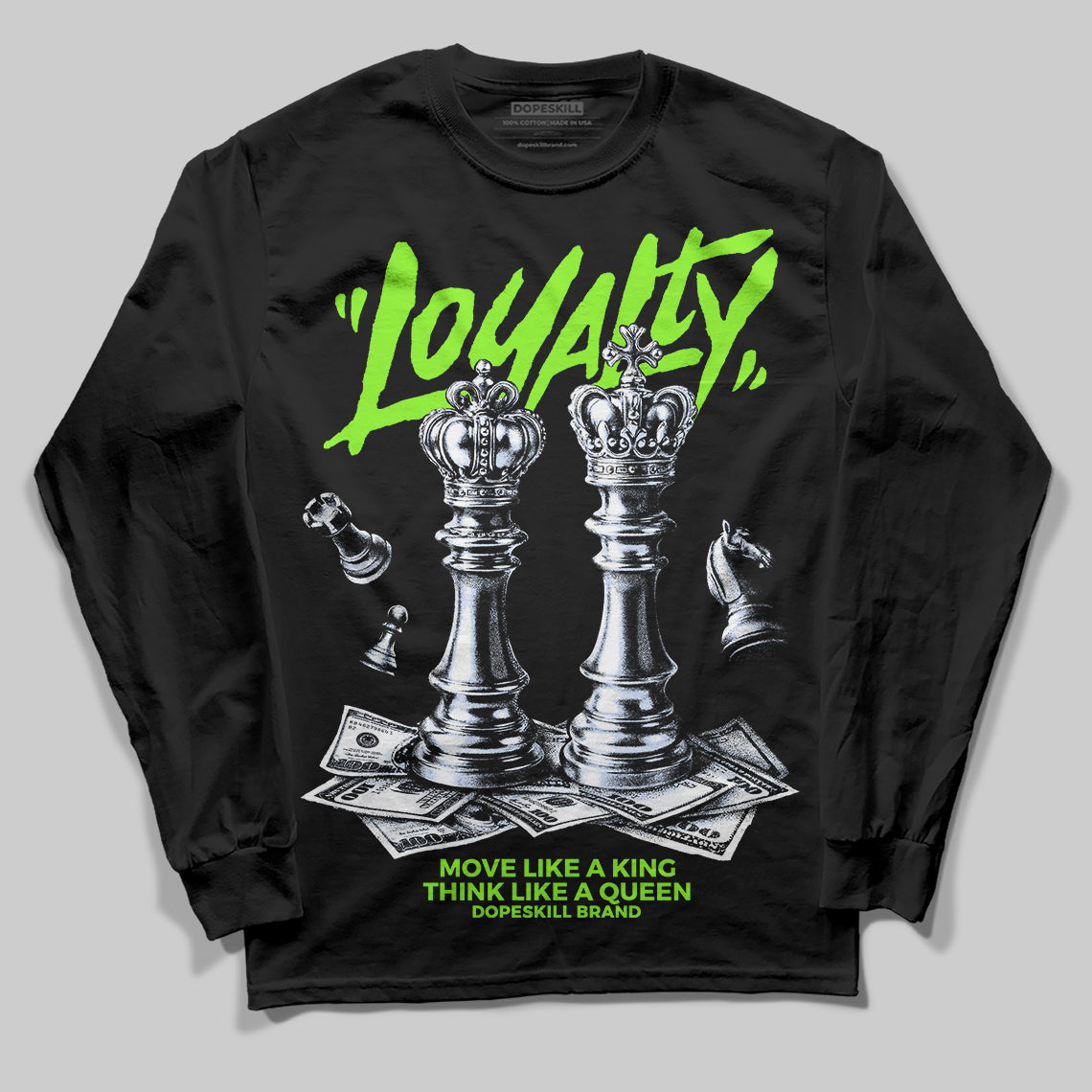Neon Green Sneakers DopeSkill Long Sleeve T-Shirt Loyalty Graphic Streetwear - Black