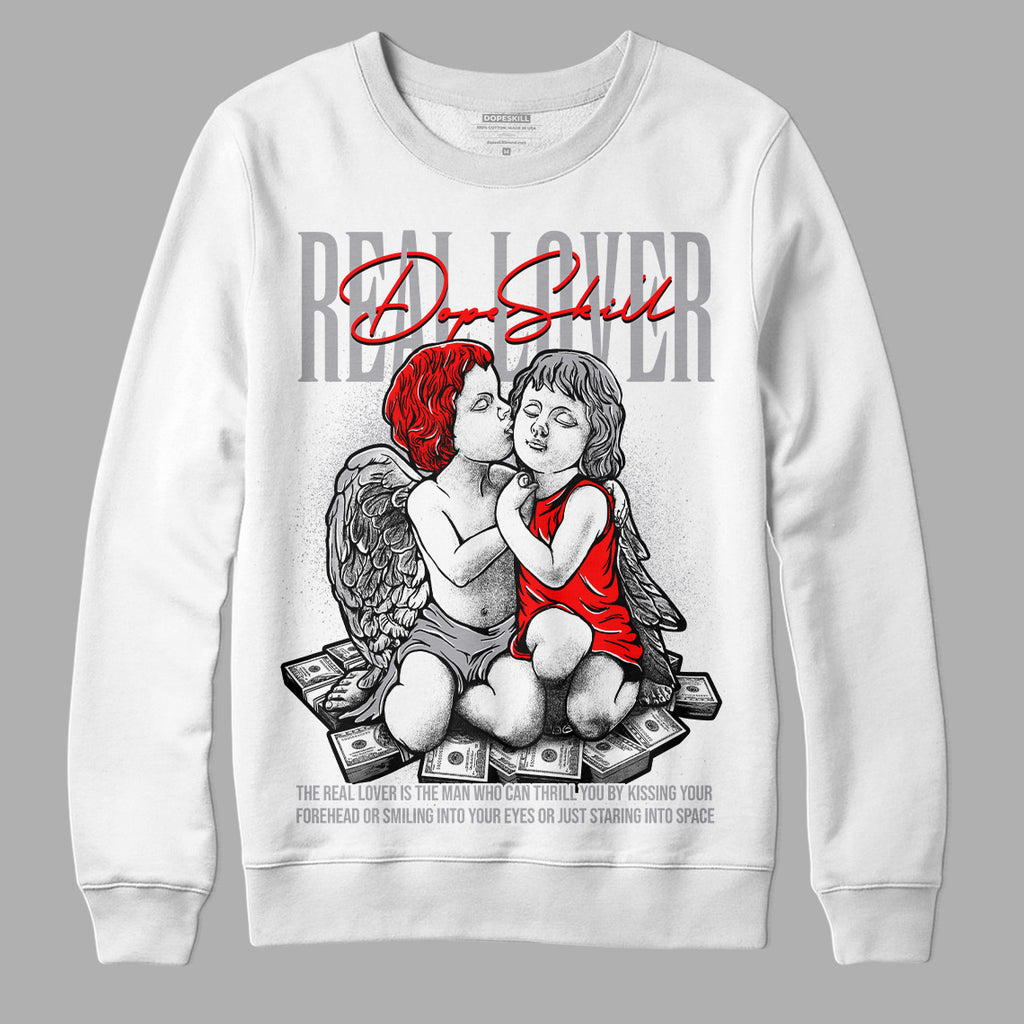 Jordan 9 Retro Fire Red DopeSkill Sweatshirt Real Lover Graphic Streetwear - White 