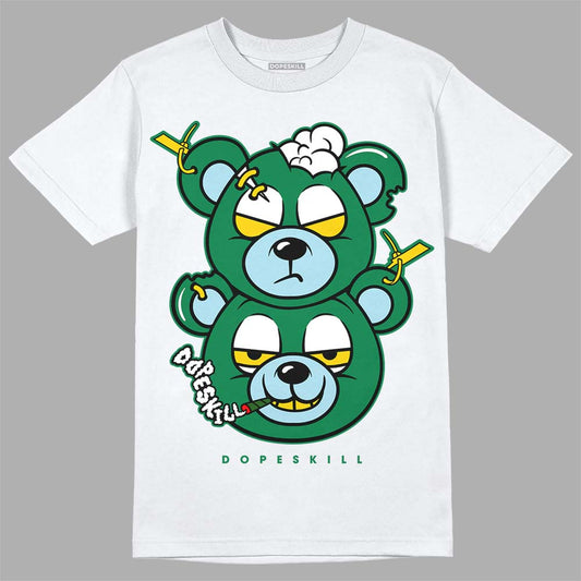 Jordan 5 “Lucky Green” DopeSkill T-Shirt New Double Bear Graphic Streetwear - White 