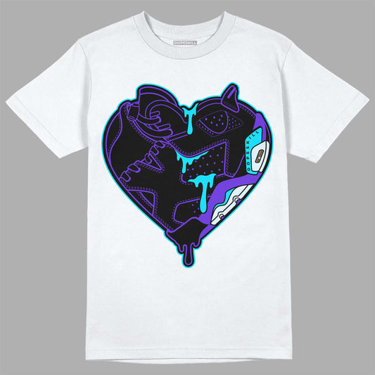 Jordan 6 "Aqua" DopeSkill T-Shirt Heart Jordan 6 Graphic Streetwear - White 