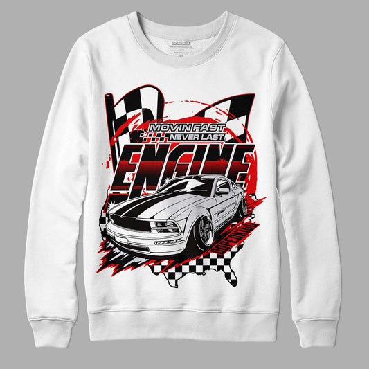 Jordan 4 Retro Red Cement DopeSkill Sweatshirt ENGINE Tshirt Graphic Streetwear - White 