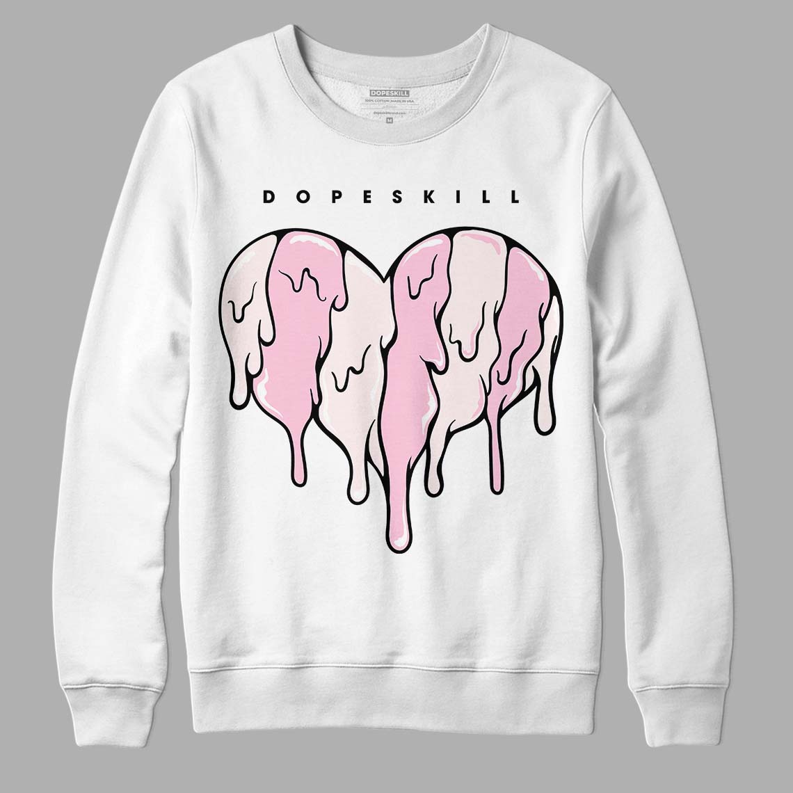 Dunk Low LX Pink Foam DopeSkill Sweatshirt Slime Drip Heart Graphic Streetwear - White