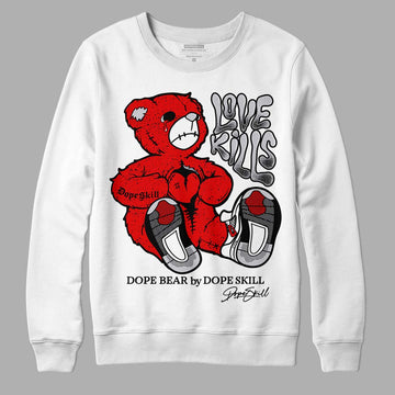 Jordan 4 Retro Red Cement DopeSkill Sweatshirt Love Kills Graphic Streetwear - White