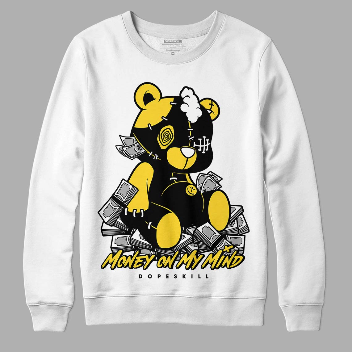 Jordan 4 Tour Yellow Thunder DopeSkill Sweatshirt MOMM Bear Graphic Streetwear - White