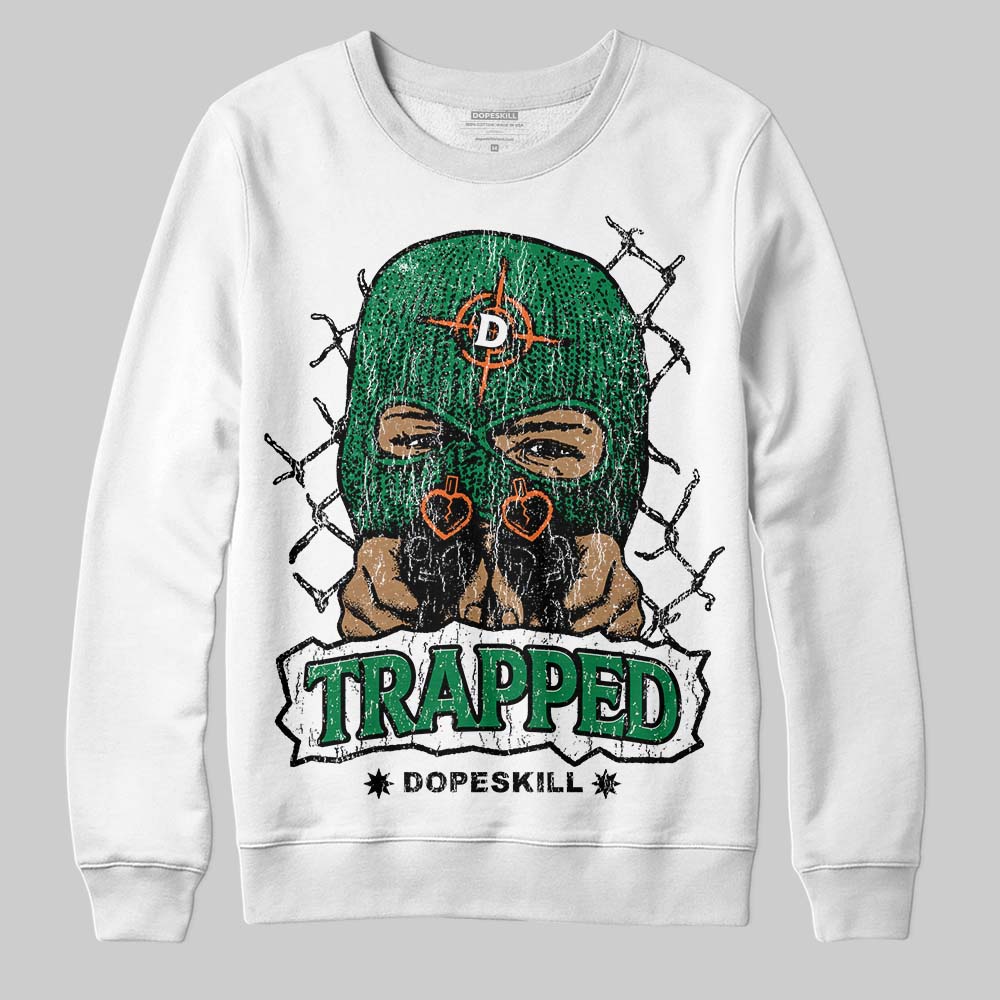 Green Sneakers DopeSkill Sweatshirt New Trapped Graphic Streetwear - White