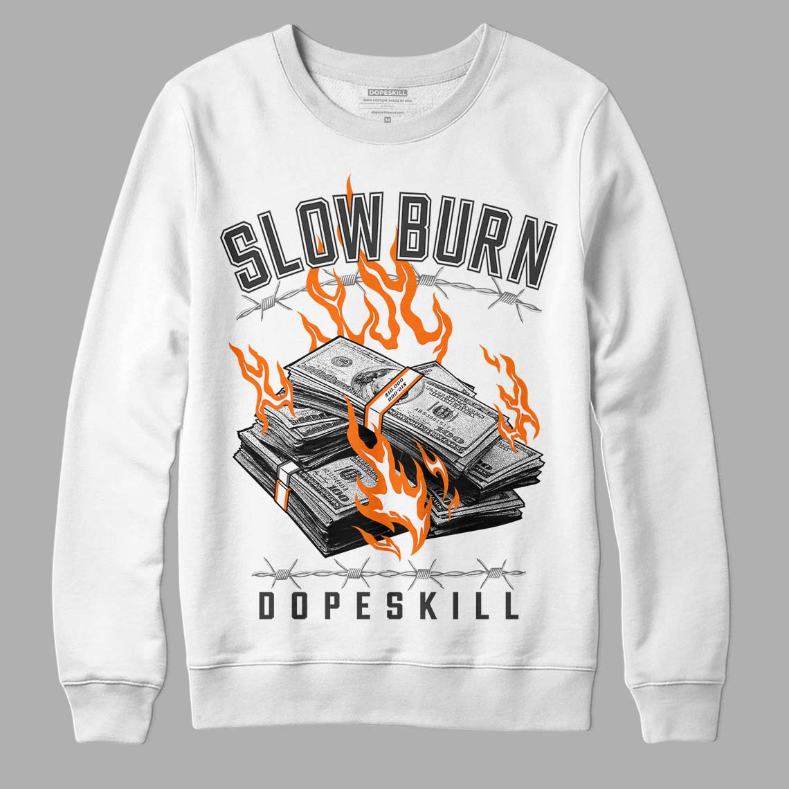 Jordan 3 Retro 'Fear Pack' DopeSkill Sweatshirt Slow Burn Graphic Streetwear - White