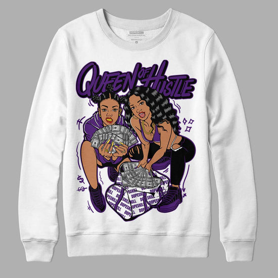 Jordan 12 “Field Purple” DopeSkill Sweatshirt Queen Of Hustle Graphic Streetwear - White