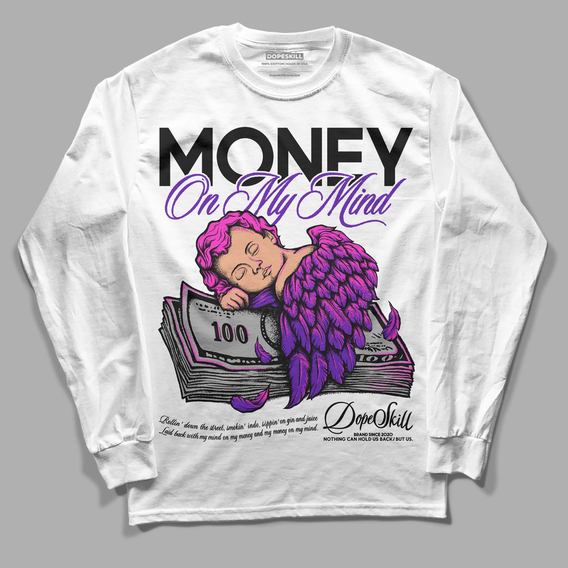 Jordan 13 Court Purple DopeSkill Long Sleeve T-Shirt MOMM Graphic Streetwear - White