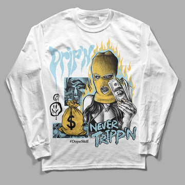 Jordan 13 “Blue Grey” DopeSkill Long Sleeve T-Shirt Drip'n Never Tripp'n Graphic Streetwear - White