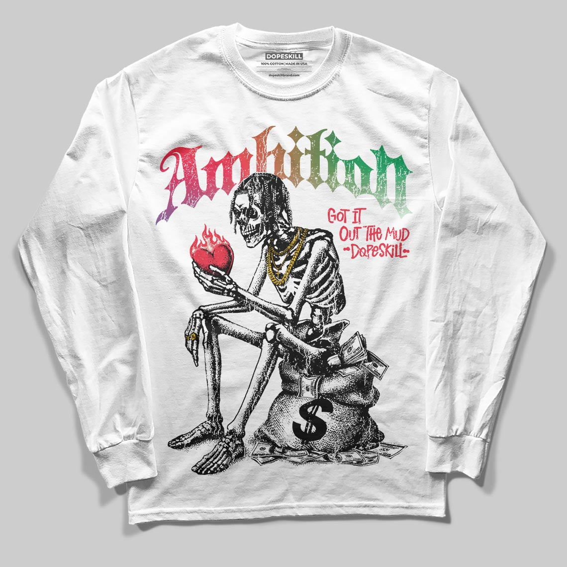 Jordan 11 Retro 285 Atlanta DopeSkill Long Sleeve T-Shirt Ambition Graphic Streetwear - White