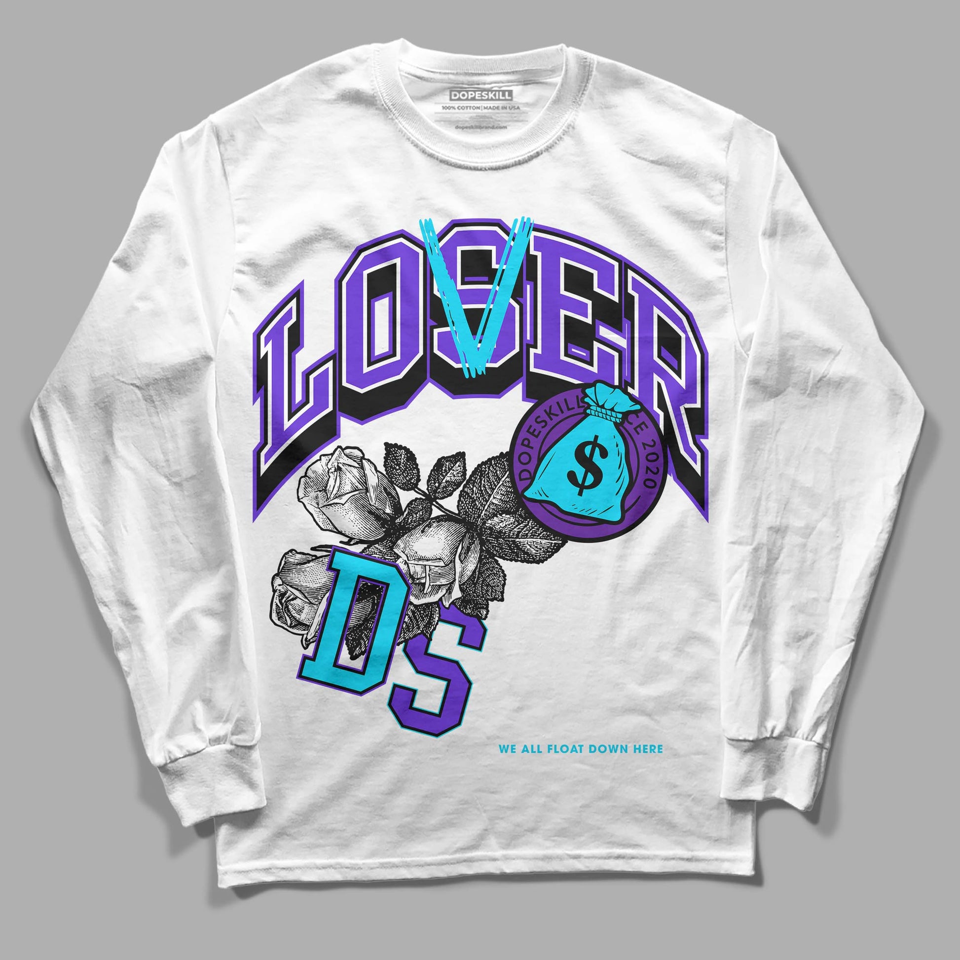 Jordan 6 "Aqua" DopeSkill Long Sleeve T-Shirt Loser Lover Graphic Streetwear - White 