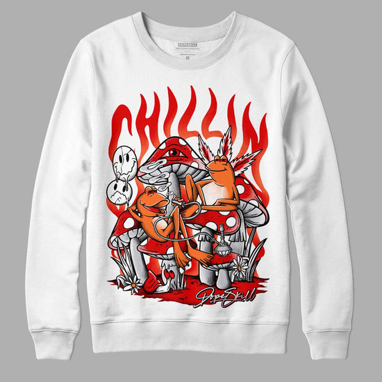 Jordan 4 Retro Red Cement DopeSkill Sweatshirt Chillin Graphic Streetwear - White