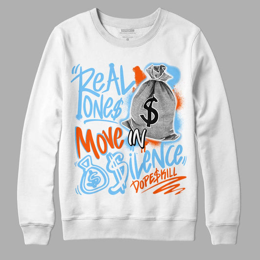 Dunk Low Futura University Blue DopeSkill Sweatshirt Real Ones Move In Silence Graphic Streetwear - White